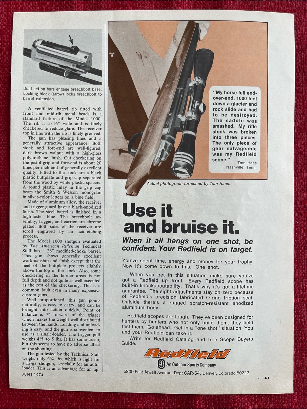 1974 Redfield Scopes Vintage Print Ad